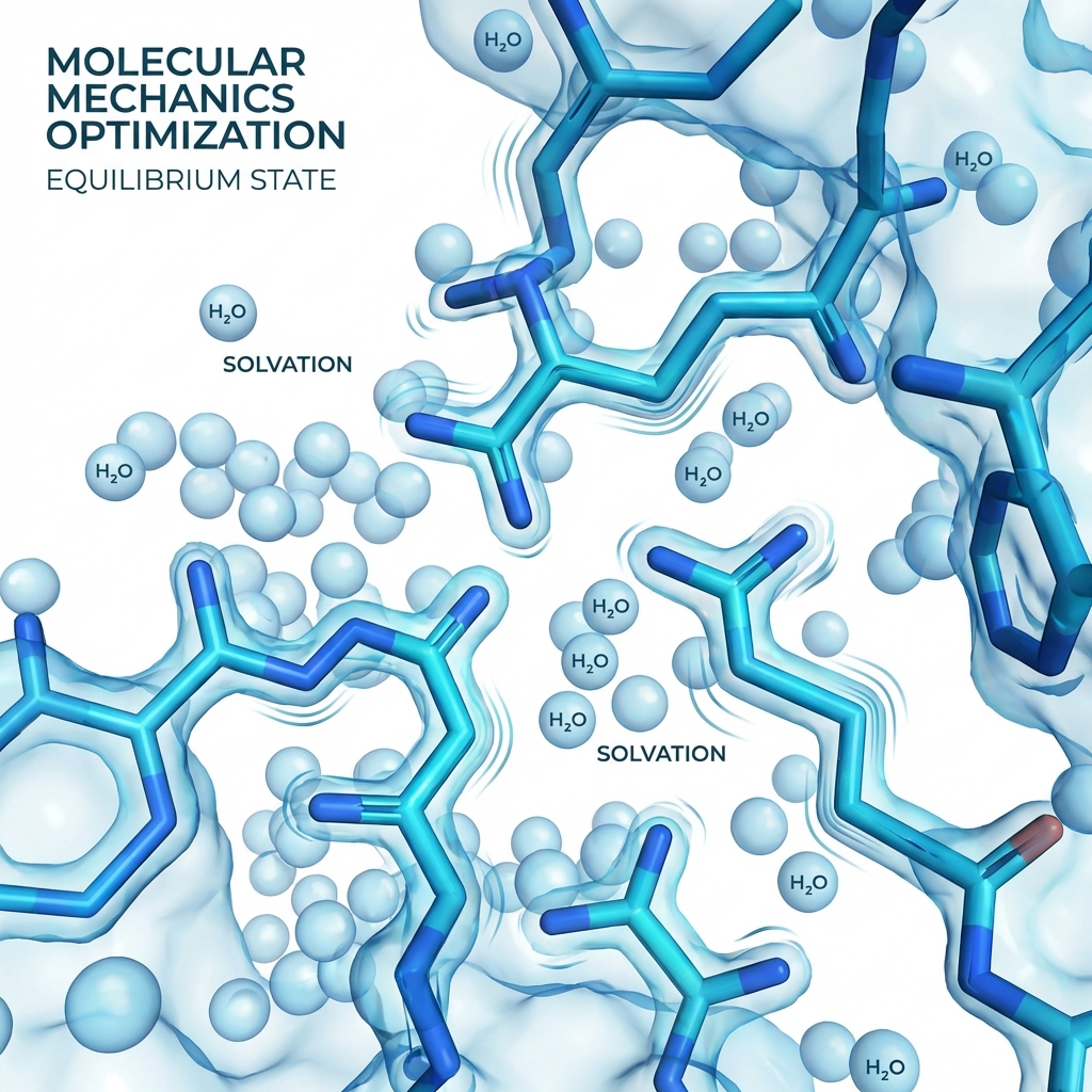 Molecular mechanics solvation and relaxation
